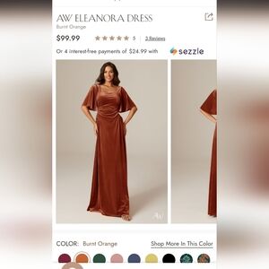 Velvet Burnt Orange Bridesmaid Dress